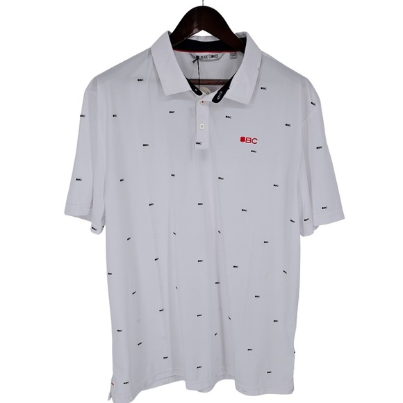 Black Clover Mens XXL Golf Polo Shirt White All Over Print Syntrel Performance - Picture 2 of 12